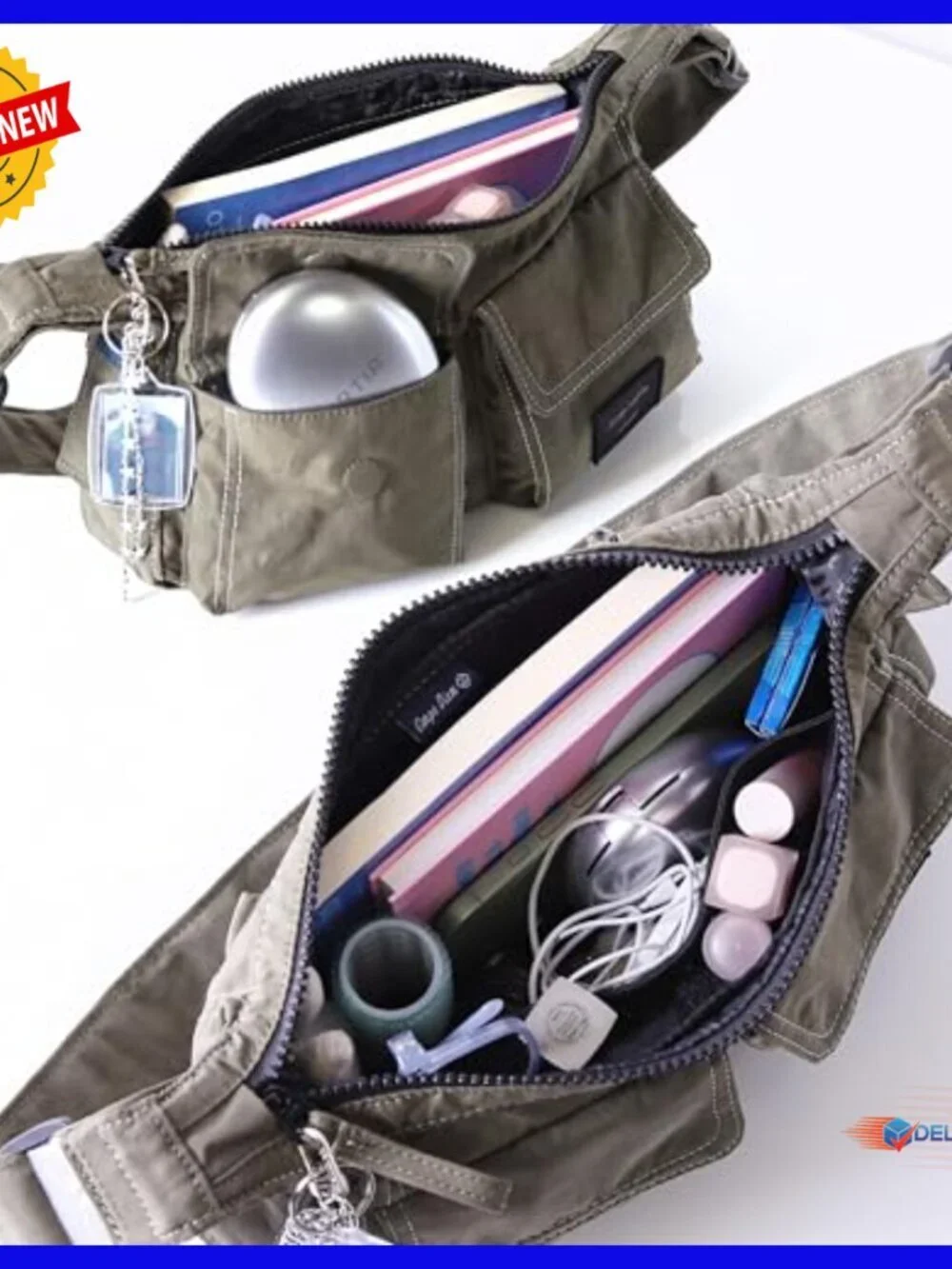 Small Nylon Hobo Shoulder Bag with Adjustable Strap and Multiple Pockets